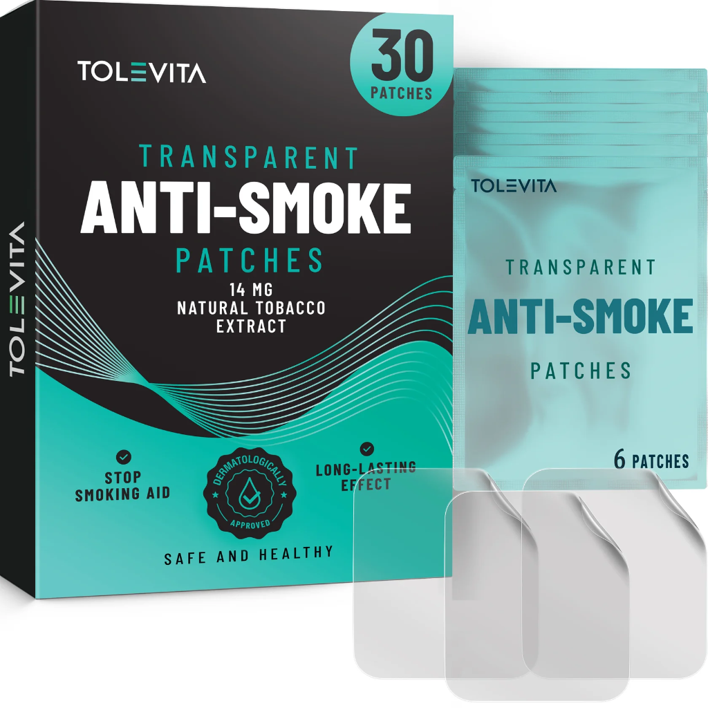 Tolevita transparent anti-smoke patches — 30 patches, 14mg natural tobacco extract